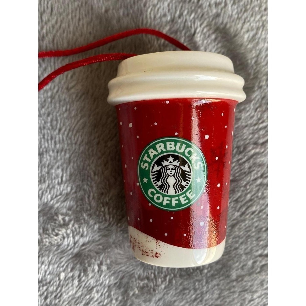 Starbucks Ornament 2007 Mini Coffee Ceramic Cup s25